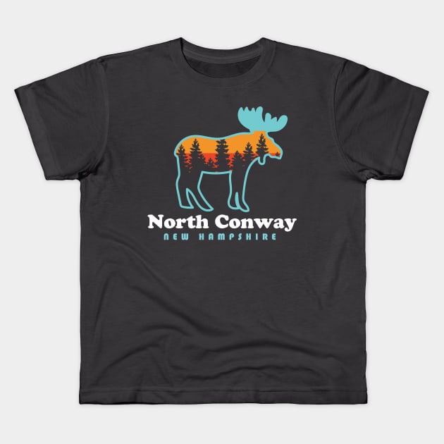 North Conway New Hampshire Moose Mountains Kids T-Shirt by PodDesignShop